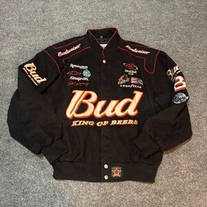 NASCAR Canvas Jacket Men Large Winston Cup Dale Earnhardt Bud King Of Beers